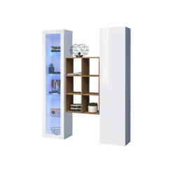 Credenza Bianco 8 Ripiani 16 Vani 40x30x180h cm, 2 Ante - Rimella