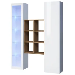Credenza Bianco 8 Ripiani 16 Vani 40x30x180h cm, 2 Ante - Rimella