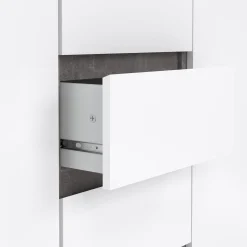 Credenza cemento e bianco lucida 120x50x90h cm 2 ante e 4 cassetti - Angelika