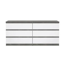 Credenza cemento e bianco lucida 153x50x70h cm 6 cassetti - Abacadabra