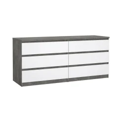 Credenza cemento e bianco lucida 153x50x70h cm 6 cassetti - Abacadabra