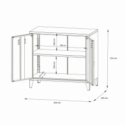 Credenza Conco, 80x40 h73 cm, Ardesia