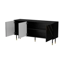 Credenza Cossogno, 154x40 h72 cm, Nero e Oro