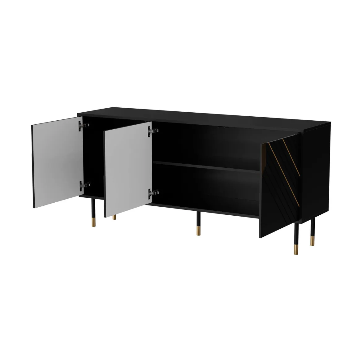 Credenza Cossogno, 154x40 h72 cm, Nero e Oro