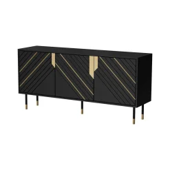 Credenza Cossogno, 154x40 h72 cm, Nero e Oro