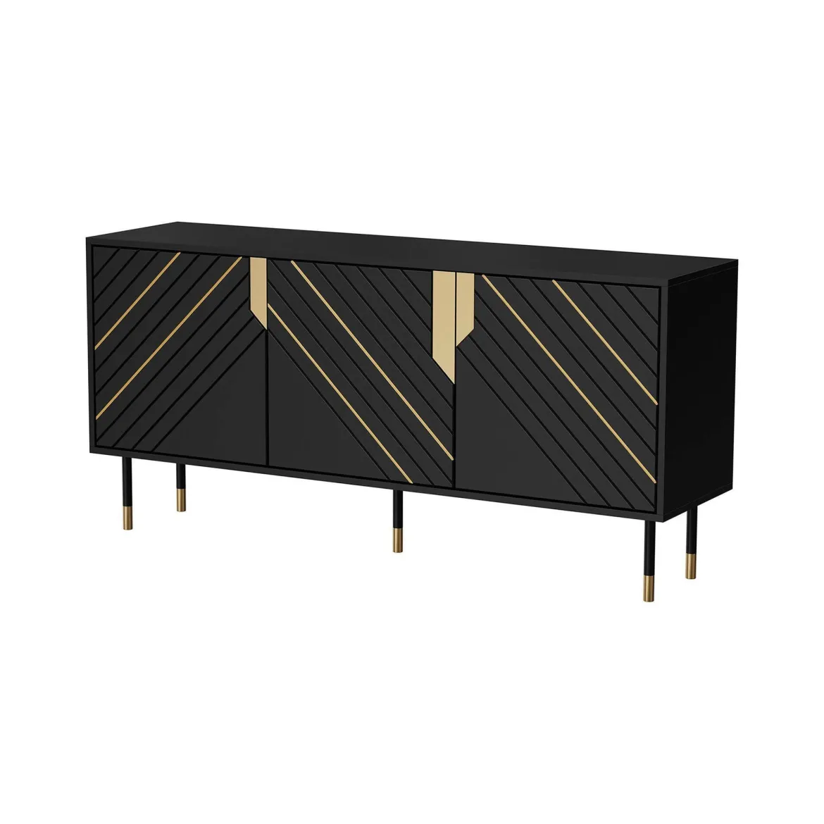 Credenza Cossogno, 154x40 h72 cm, Nero e Oro