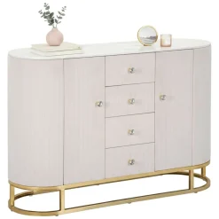Credenza crema e bianca 120x40x85h cm 2 ante e 4 cassetti - Lodovico