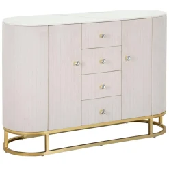 Credenza crema e bianca 120x40x85h cm 2 ante e 4 cassetti - Lodovico