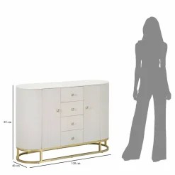 Credenza crema e bianca 120x40x85h cm 2 ante e 4 cassetti - Lodovico