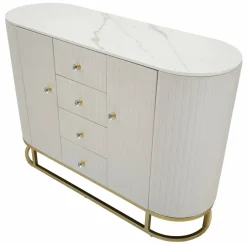 Credenza crema e bianca 120x40x85h cm 2 ante e 4 cassetti - Lodovico
