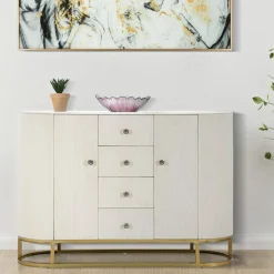 Credenza crema e bianca 120x40x85h cm 2 ante e 4 cassetti - Lodovico