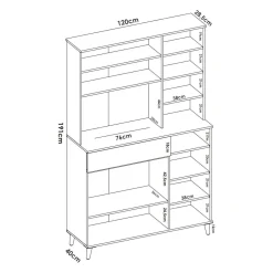 Credenza cucina bianca e rovere 120x40x191h cm 4 ante e 1 cassetto - Aeris