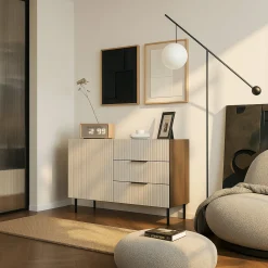 Credenza Grado, 104x42 h75 cm, Noce e Beige
