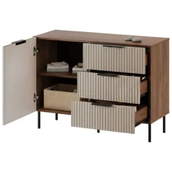 Credenza Grado, 104x42 h75 cm, Noce e Beige