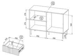 Credenza Grado, 104x42 h75 cm, Noce e Beige
