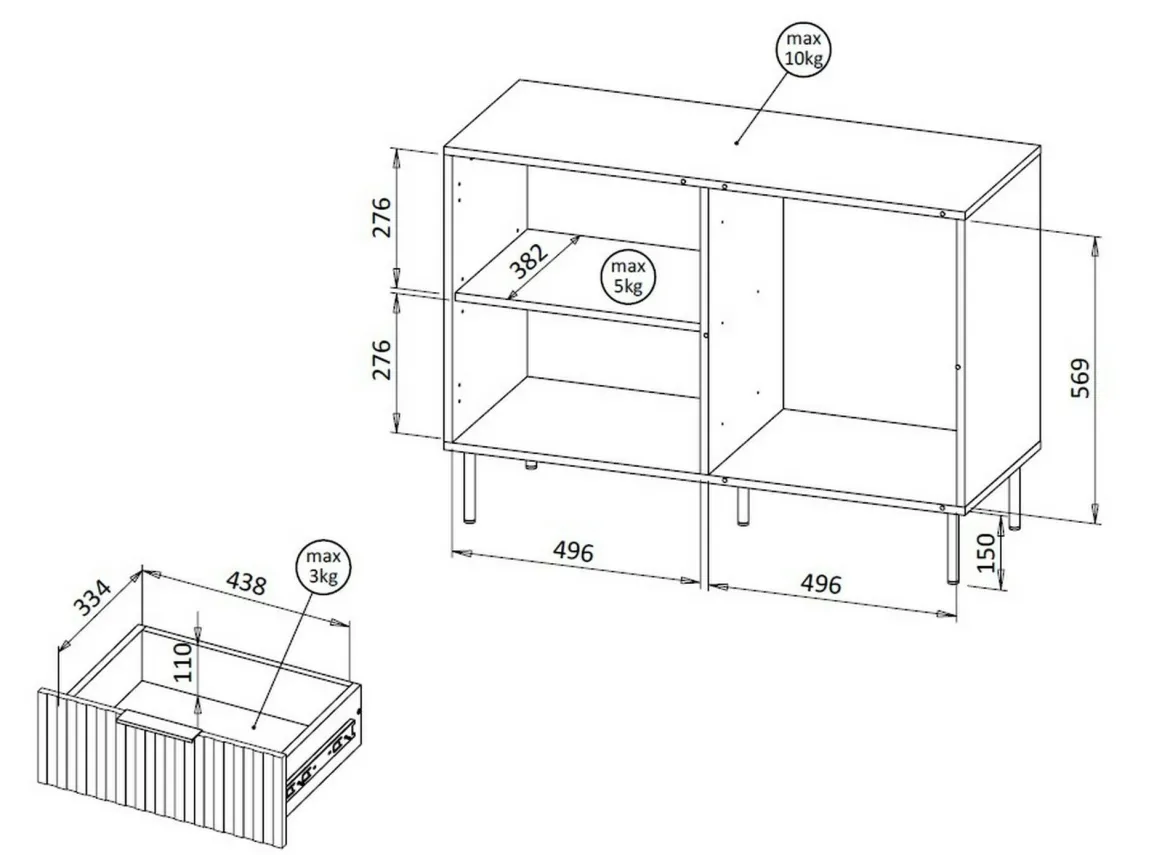 Credenza Grado, 104x42 h75 cm, Noce e Beige