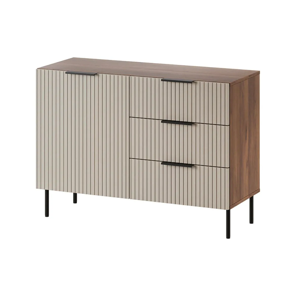 Credenza Grado, 104x42 h75 cm, Noce e Beige