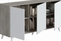 Credenza grigia chiaro e bianca porta piatti 153x39x72h cm 3 ante - Annina