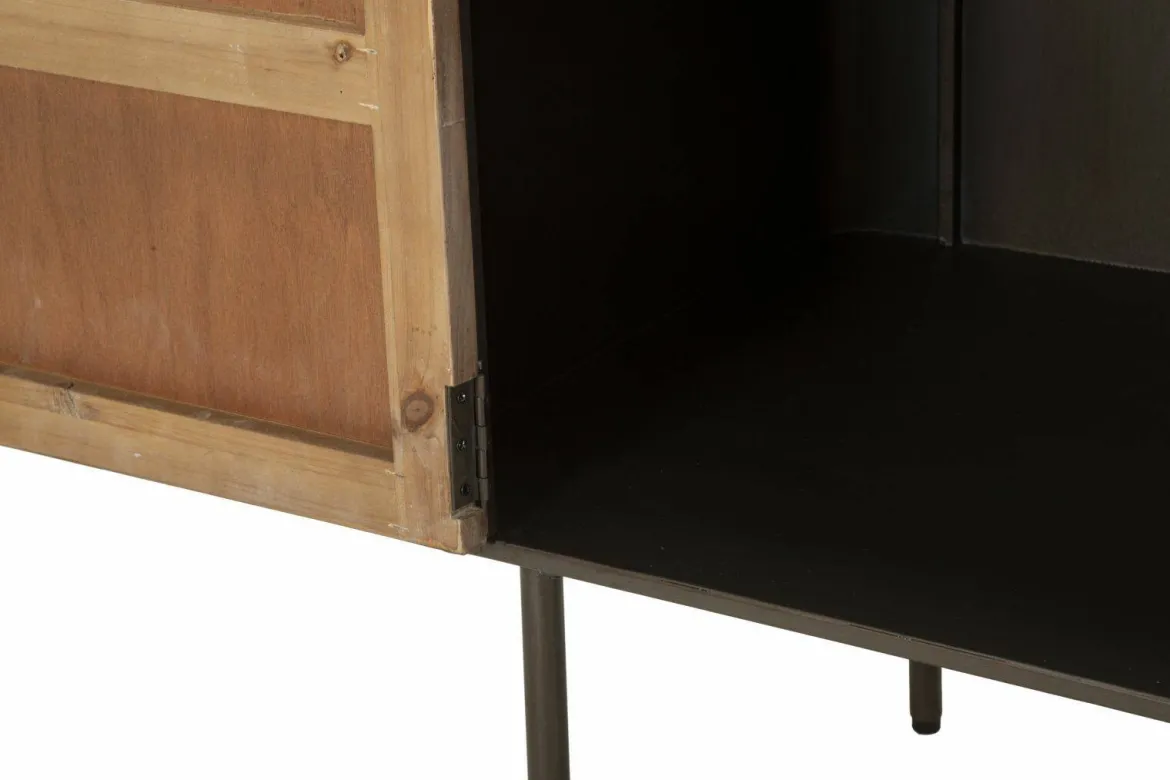 Credenza grigia e marrone 145x47x76h cm 2 ante e 3 cassetti - Jones