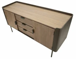 Credenza grigia e marrone 145x47x76h cm 2 ante e 3 cassetti - Jones
