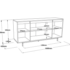 Credenza grigia e nera 160x44x75h cm 4 ante - Kay