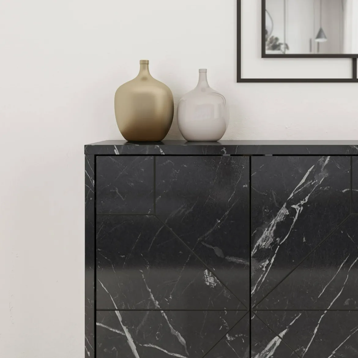 Credenza grigia 123x35x77h cm 6 ante - Earl