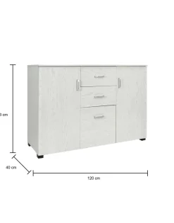 Credenza grigia 120x40x82h cm 3 ante e 2 cassetti - Apocalypse