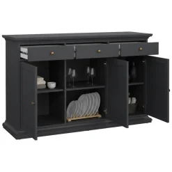 Credenza grigia 143x46x91h cm 3 ante e 3 cassetti - Asola