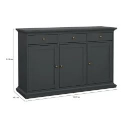 Credenza grigia 143x46x91h cm 3 ante e 3 cassetti - Asola
