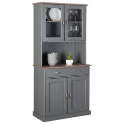 Credenza Grigio 3 Cassetti 2 Ripiani 131x45x86h cm, Apertura Battente - Silius
