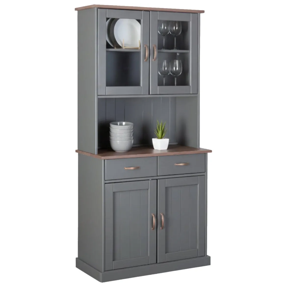 Credenza Grigio 3 Cassetti 2 Ripiani 131x45x86h cm, Apertura Battente - Silius