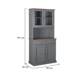 Credenza Grigio 3 Cassetti 2 Ripiani 131x45x86h cm, Apertura Battente - Silius