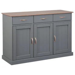 Credenza Grigio 3 Cassetti 2 Ripiani 131x45x86h cm, Apertura Battente - Silius