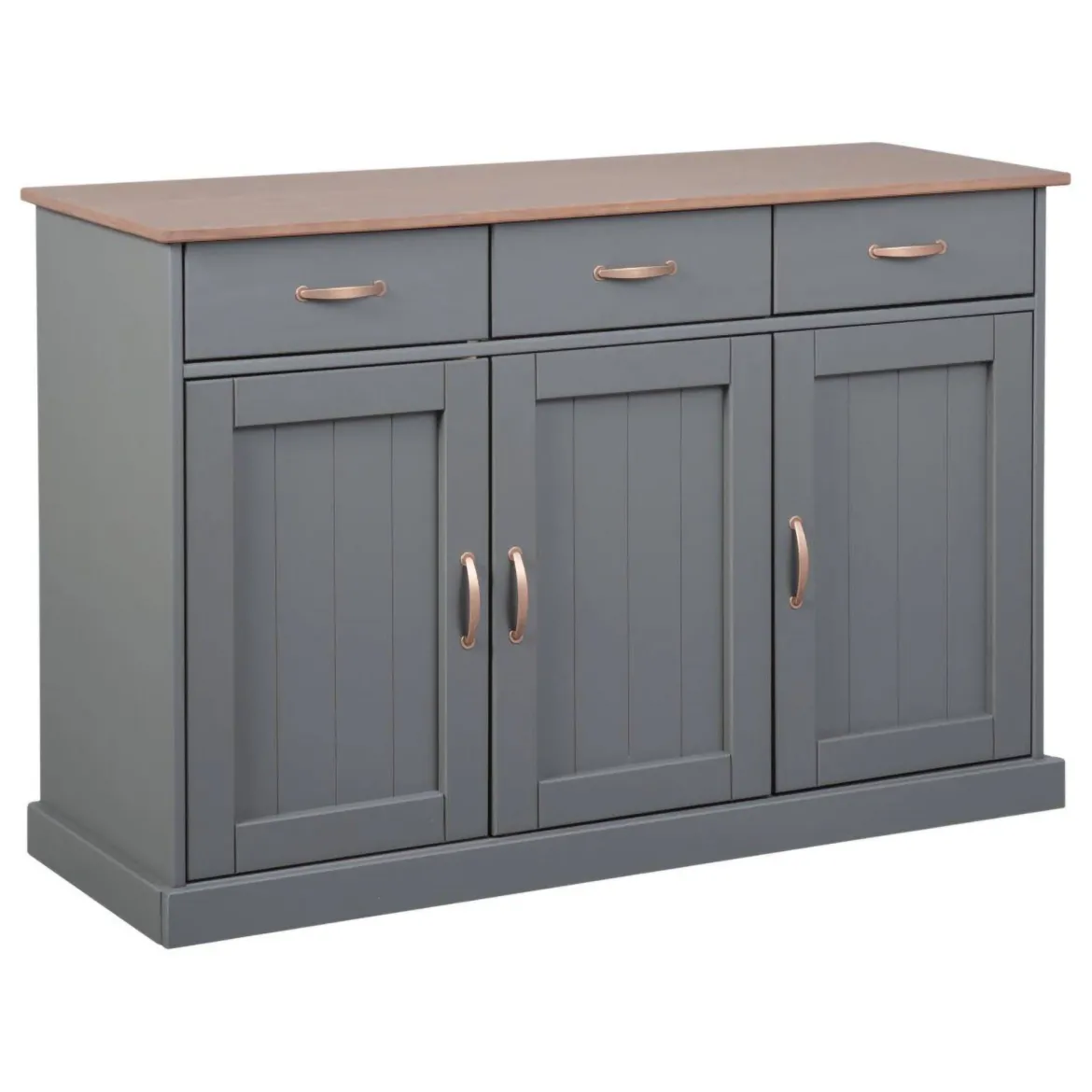 Credenza Grigio 3 Cassetti 2 Ripiani 131x45x86h cm, Apertura Battente - Silius