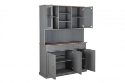 Credenza Grigio 3 Cassetti 6 Ripiani 131x45x191h cm, Apertura Battente, Scorrevole - Castana