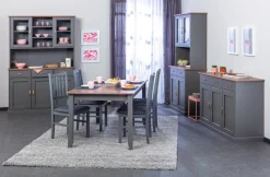 Credenza Grigio 3 Cassetti 6 Ripiani 131x45x191h cm, Apertura Battente, Scorrevole - Castana