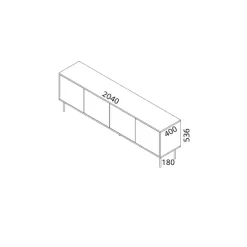Credenza Landiona, 204x40 h72 cm, Nero e Oro