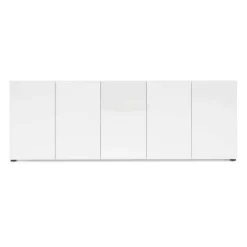 Credenza larga bianco lucida 225x38x79h cm 5 ante - Macaria