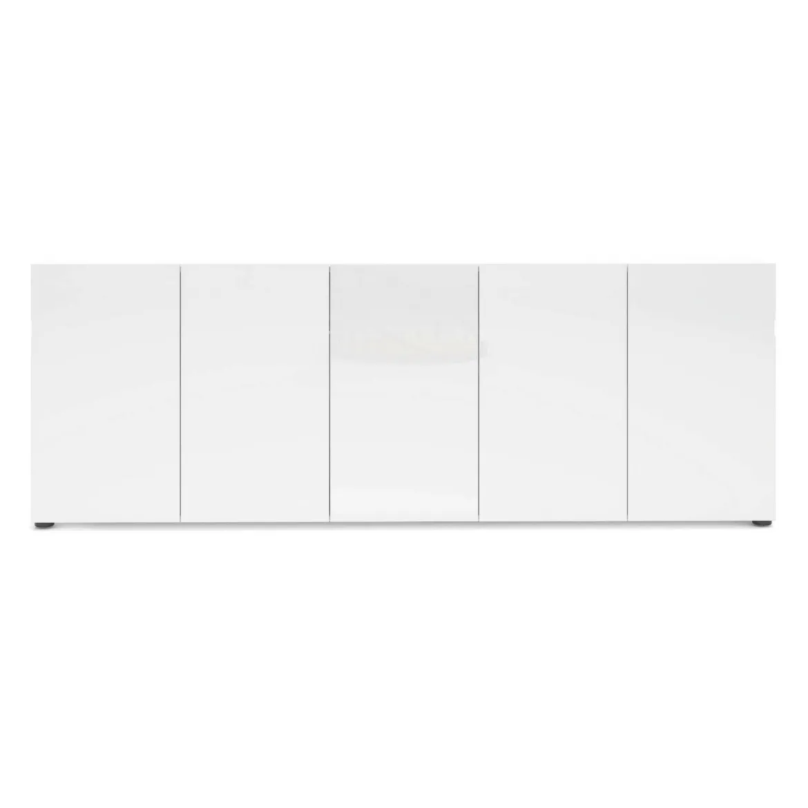 Credenza larga bianco lucida 225x38x79h cm 5 ante - Macaria