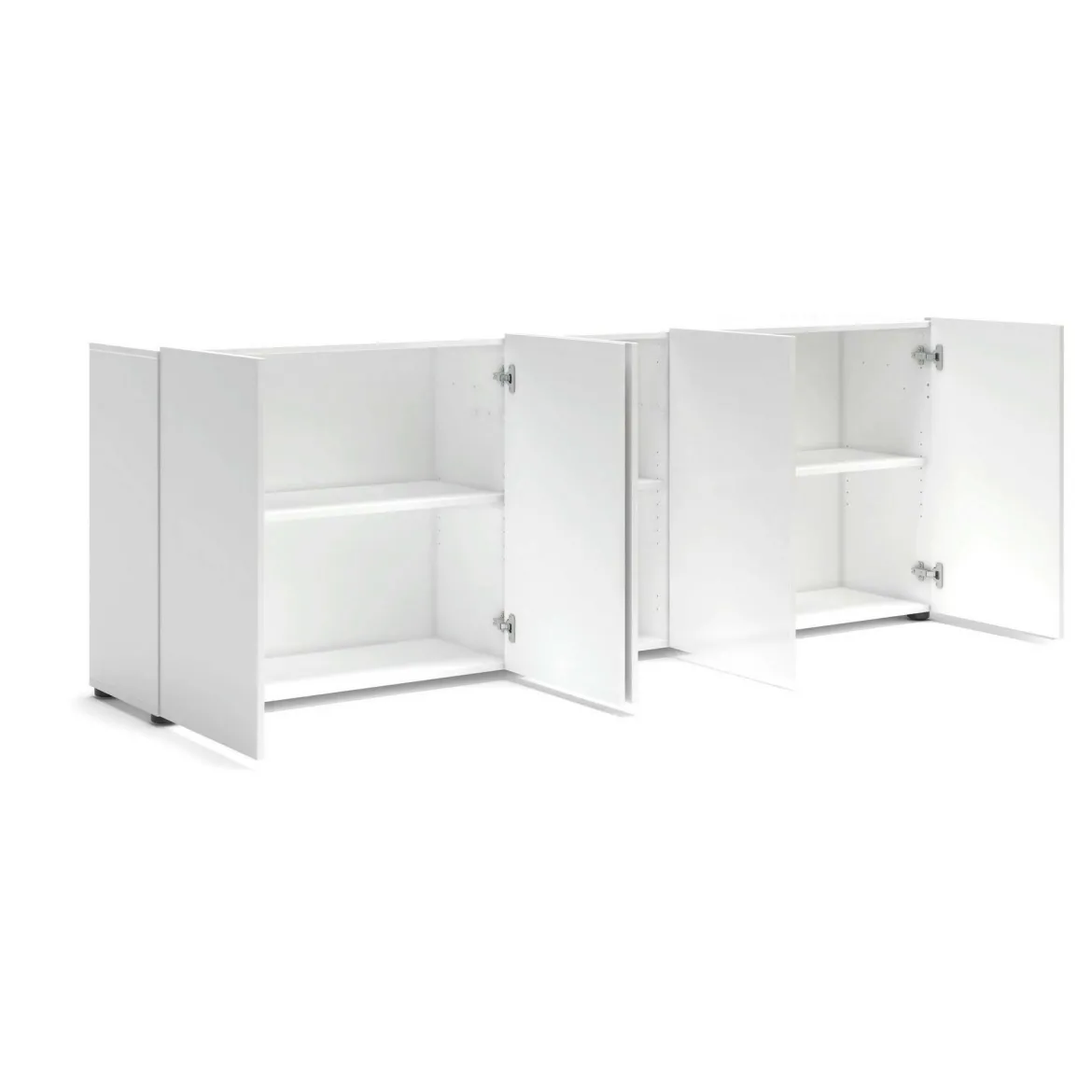 Credenza larga bianco lucida 225x38x79h cm 5 ante - Macaria