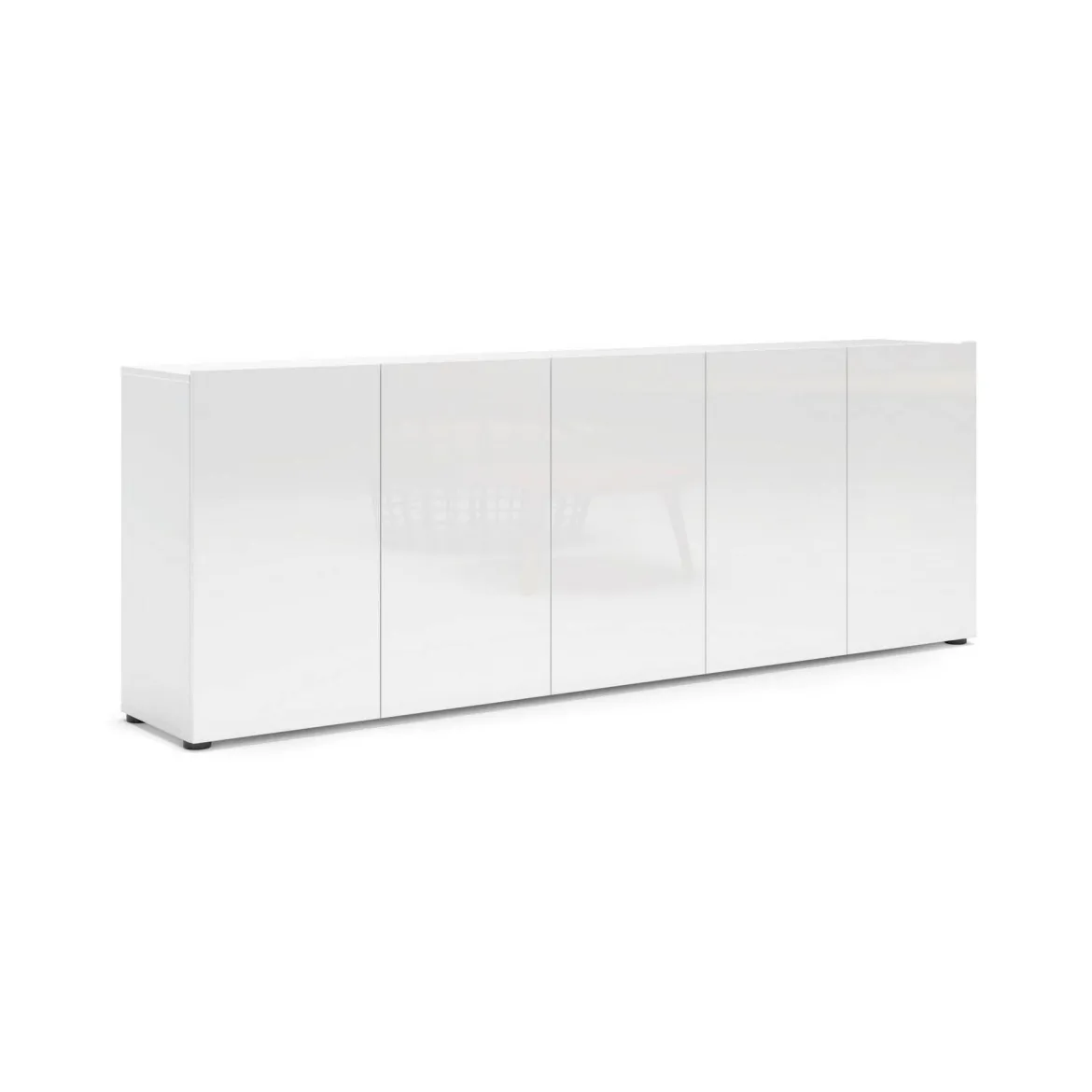 Credenza larga bianco lucida 225x38x79h cm 5 ante - Macaria