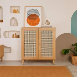 Credenza legno chiaro 90x40x110h cm 2 ante - Diodata