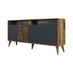 Credenza legno e antracite 160x35x78h cm 4 ante - Garigliano