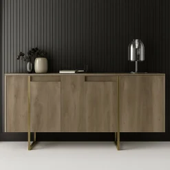 Credenza legno e oro 160x35x80h cm 4 ante - Arta