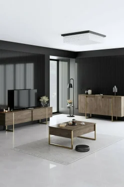 Credenza legno e oro 160x35x80h cm 4 ante - Arta