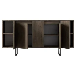 Credenza legno scuro e nera 160x35x80h cm 4 ante - Arta