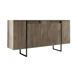 Credenza legno scuro e nera 160x35x80h cm 4 ante - Arta
