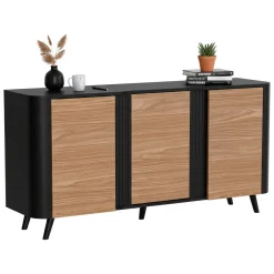 Credenza Loreo, 151x42 h70 cm, Nero e Noce