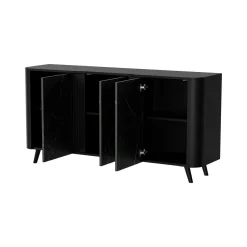 Credenza marmo e nera 150x42x70h cm 3 ante - Loreo