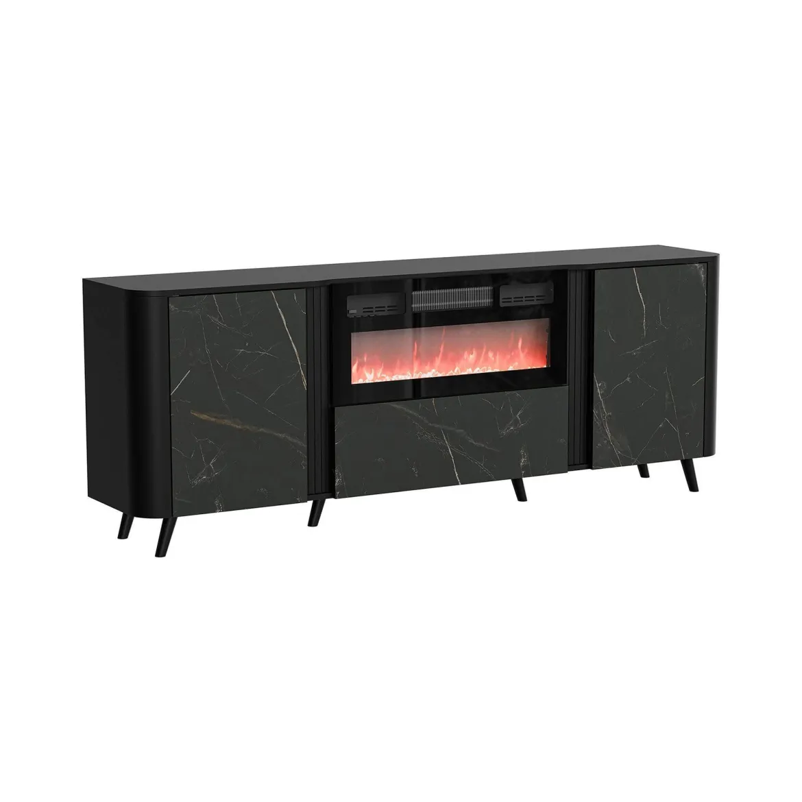 Credenza marmo e nera 190x40x68h cm 3 ante - Briano